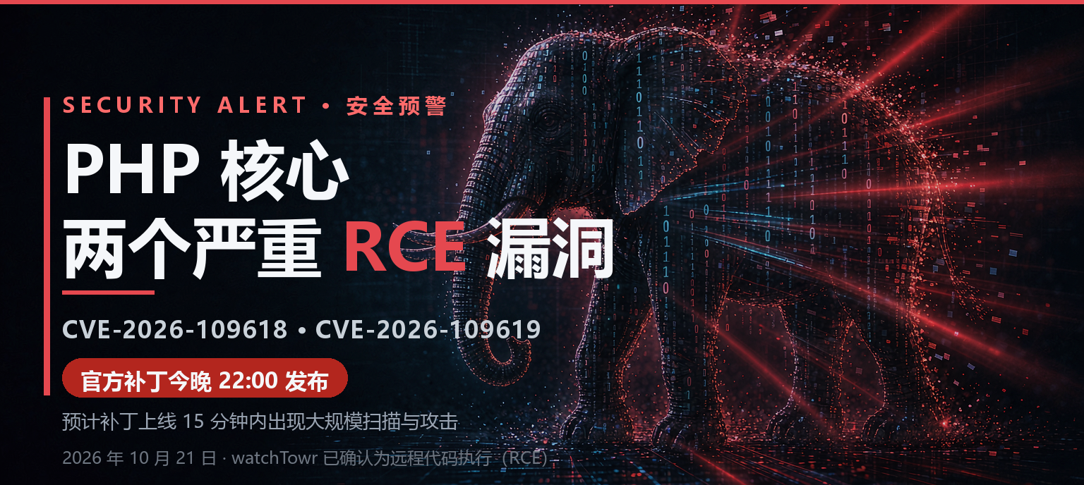 PHP 核心曝两个严重 RCE 漏洞（CVE-2026-109618 / CVE-2026-109619）：补丁今晚 22:00 发布，预计 15 分钟后遭大规模扫描